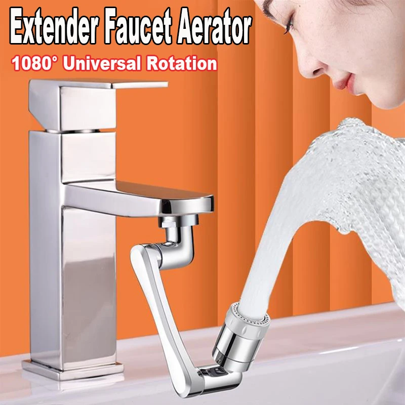 Faucet Splash Head Extension Extender Extender Faucet Rotating 1080