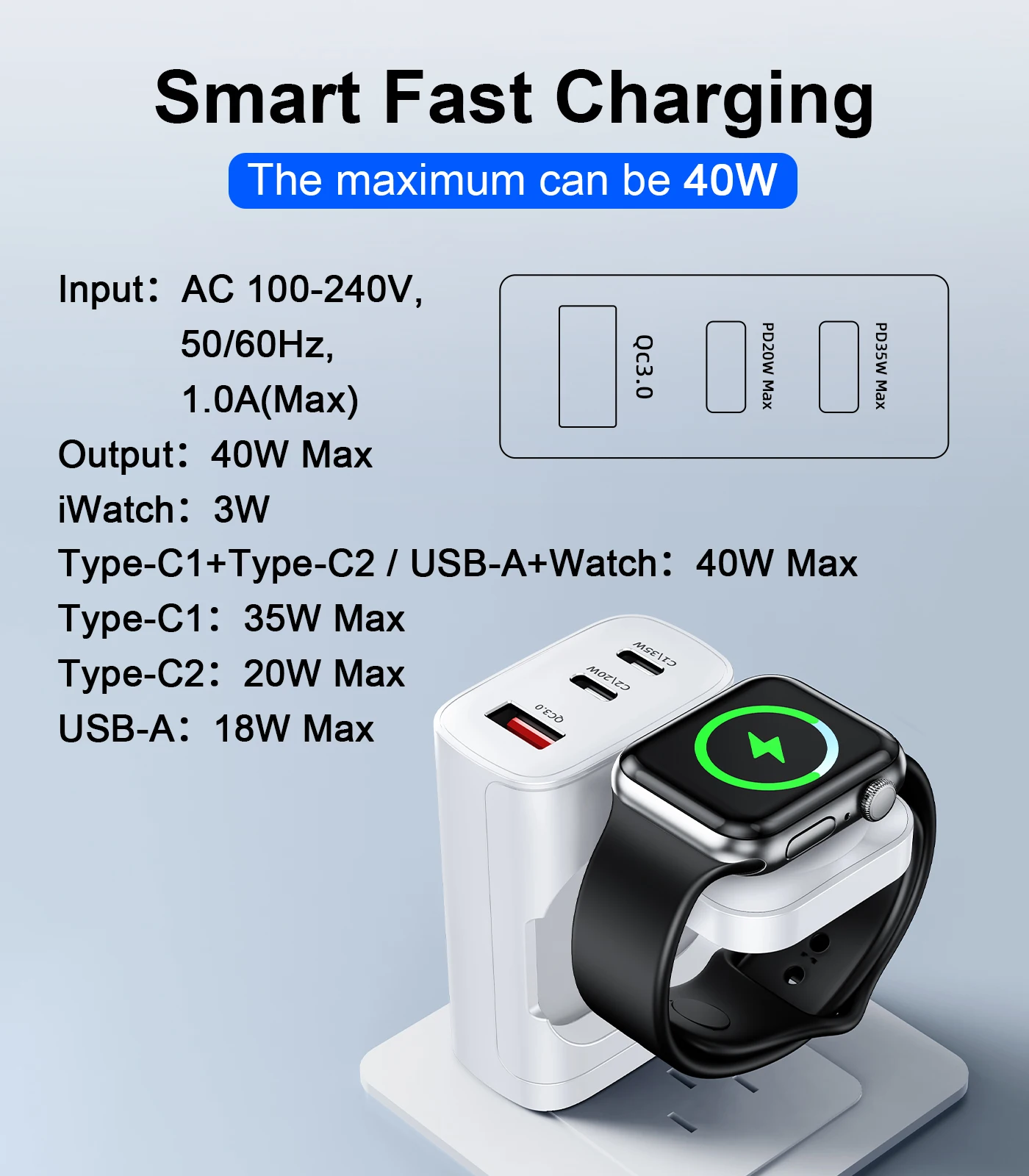 Eary 4 in 1 for Apple Watch Charger Wireless Magnetic Charger 40W Fast Charging for Phone AirPods 3 iWatch Ultra/SE iPhone 17 16