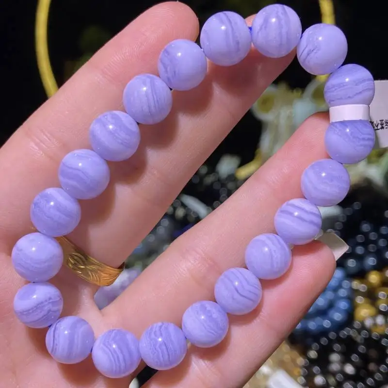 

10 MM Natural AAAA+ purple agate Cuff Men's Bracelet Elastic Unique Jewelry Lovers Formal Minimalist Office Wear Durable Gift