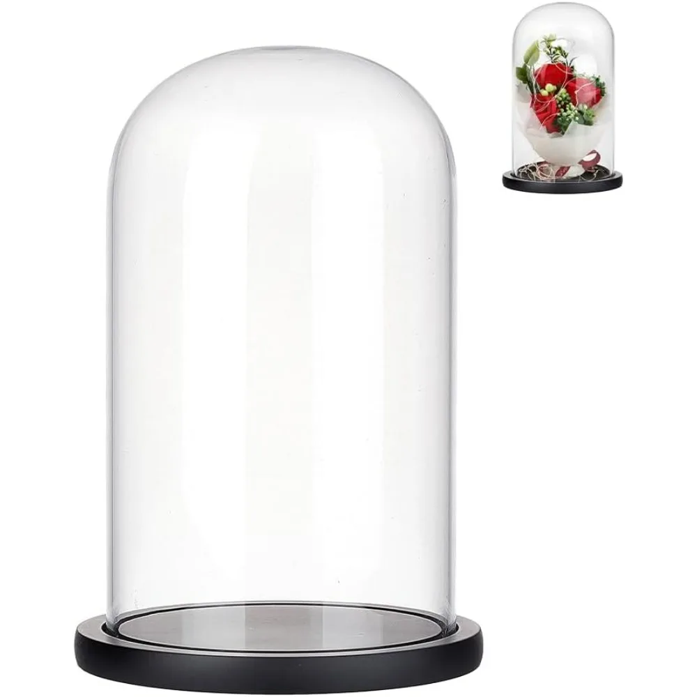 1pc Glass Display Cloche Dome Decorative Glass Dome Cover for Rose Office Home Tabletop Centerpiece Decor 5.91&times;10.04 Inch