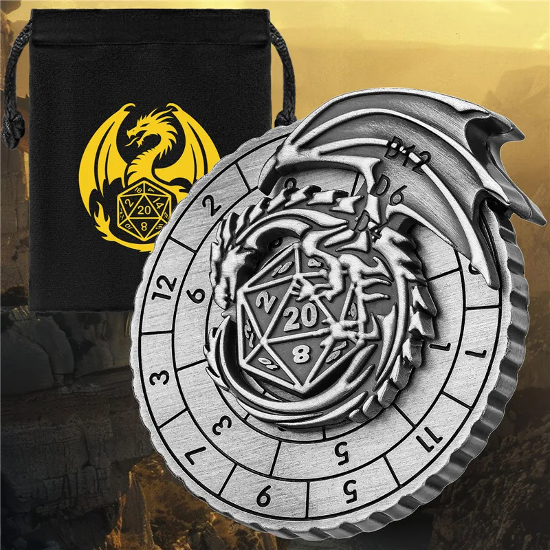 Vintage Single-Winged Dragon Dice Fingert Spinner 7-in-1 Metallspinnrad für Rollenspiele, Spielzubehör, Hochzeitsgeschenk – Detail 6