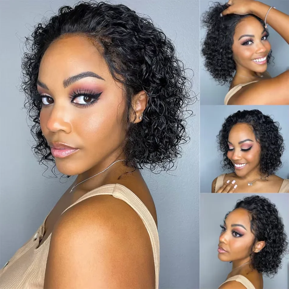 Short Jerry Curl Hair Weave Bundles Brazilian Hair Weave Bundles Remy Human Extensions Natural Color Remy 6inch Short Cut