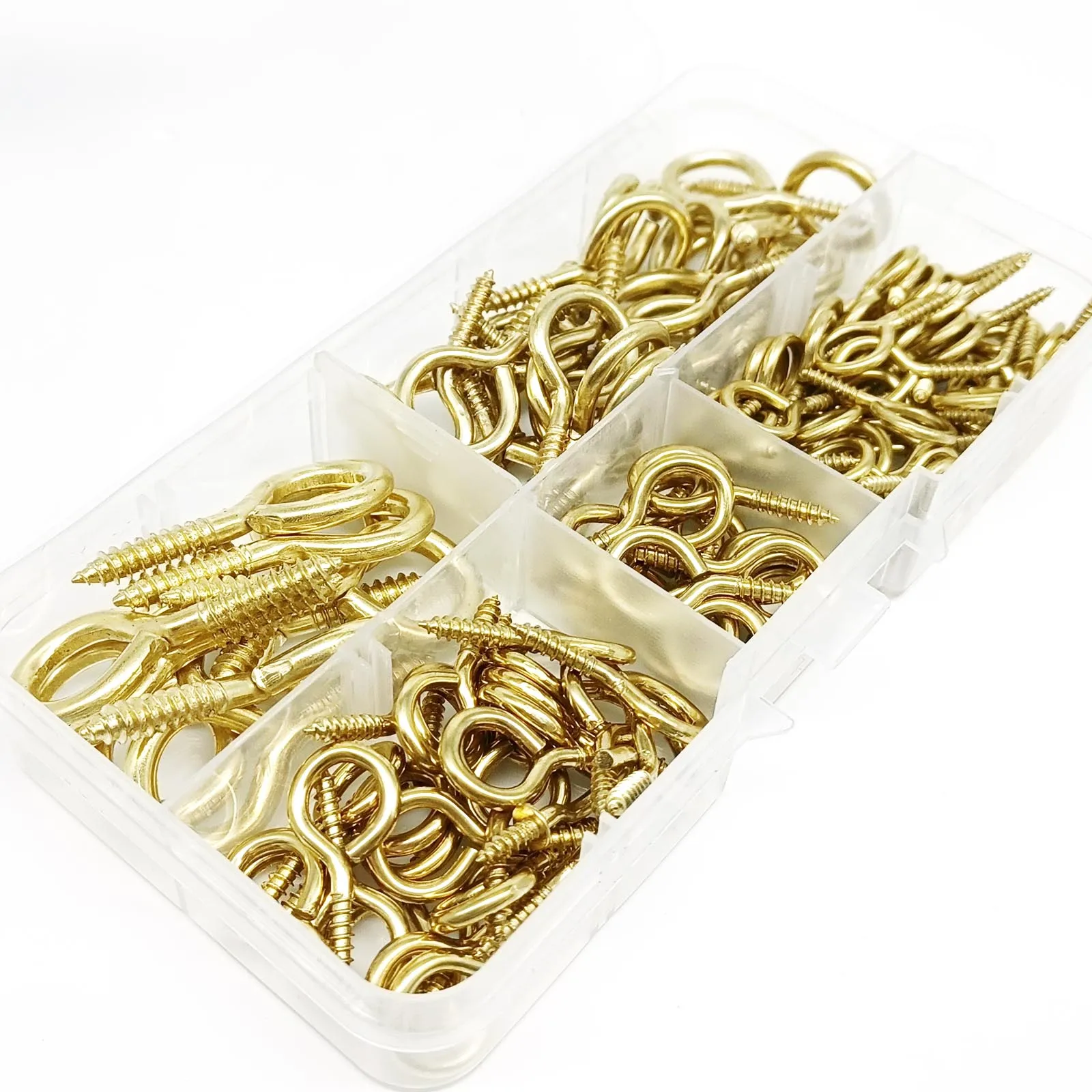130pcs/box 4 Sizes Eyescrew Eye Screw in Clasp Hanger Close O Ring Hook for Picture Lamp Light Cabinet RV Tool Curtain Net Wire