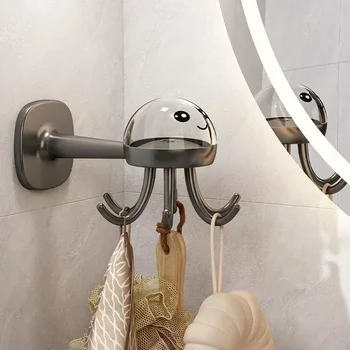360° Rotatable Multifunctional Wall Adhesive Six Claw Hook Kitchen Bathroom Convenience Hanging Stickers Without Drilling Hook 2
