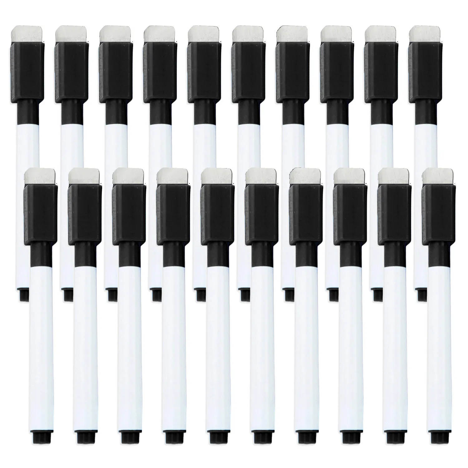 20PC Black Marker Pens Whiteboard Dry Erase Pens Built