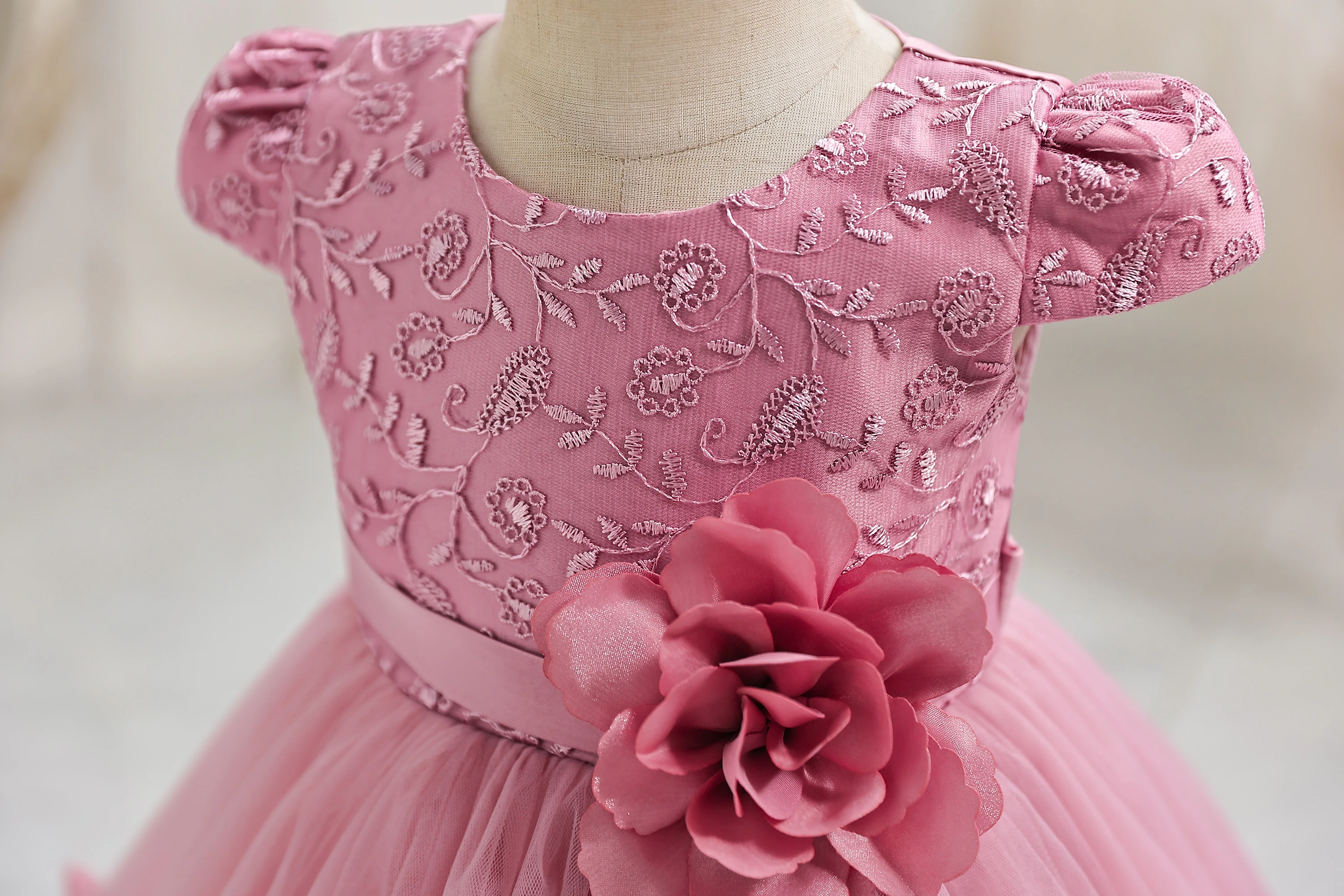 Girls' performance dress three-dimensional lace princess dress Festival fluffy skirt gauze dress dress dress dress flower girl d - 5