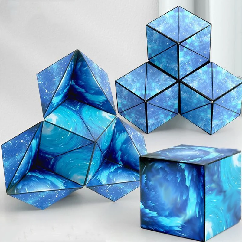 Funny 3D Geometric Changeable Magnetic Magic Cube Anti Stress Hand Flip Puzzle Cube Creative Kids Adults Anxiety Fidget Toys