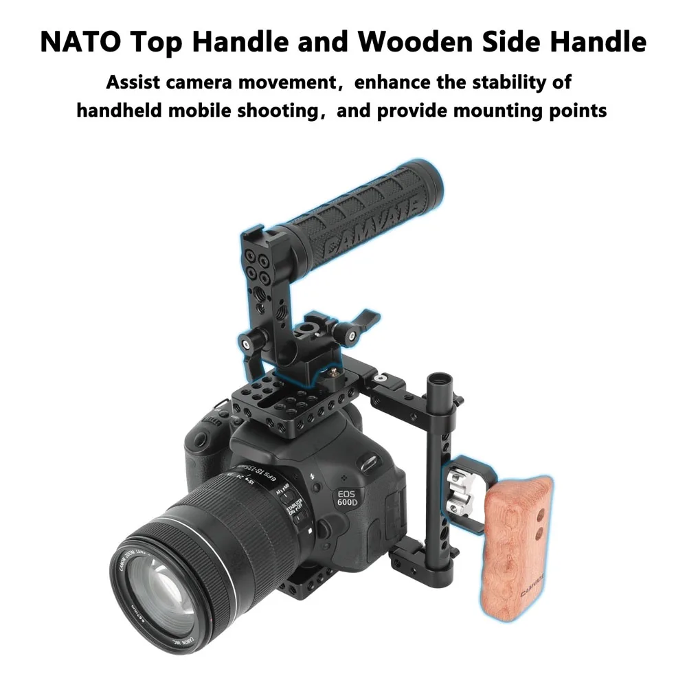 Foldable Half Camera Cage with Top and Left-Side Handles Fits 4.8inch Height Cam