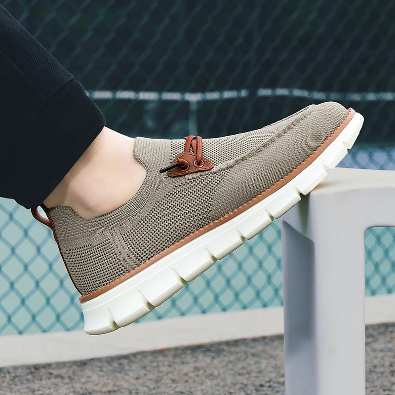 Hot Summer Blue Loafers For Men Fashion Knit Lightweight Slip-on Men's Casual Shoes Comfortable Breathable Urban Man Sneakers