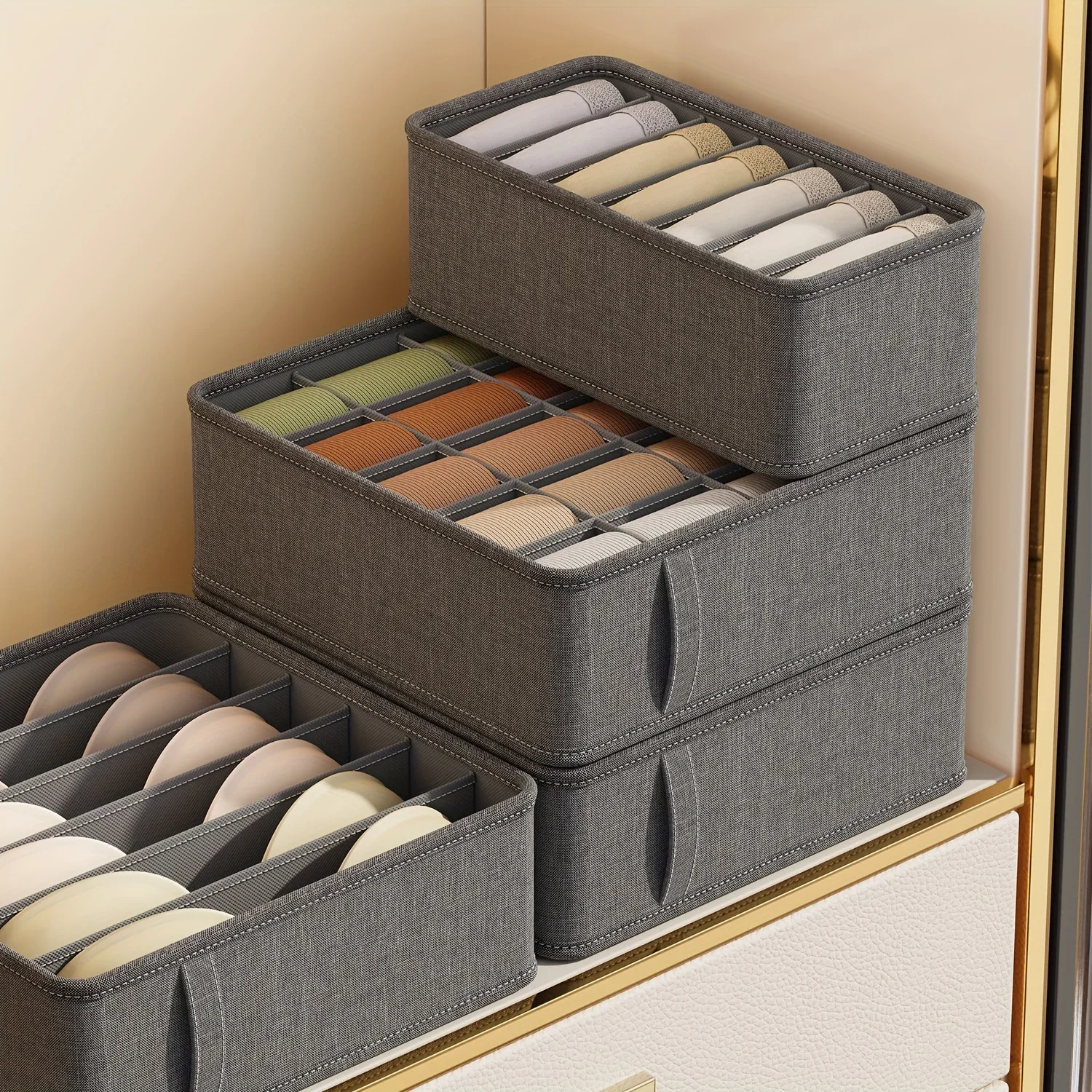 Stackable Underwear and Sock Storage Drawer Box, Underwear Storage Drawer Compartment Box  Drawer Organizer