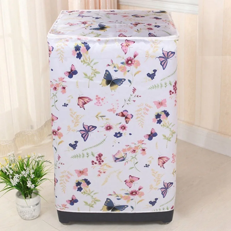 Washing Machine Cover Cartoon Waterproof Dryer Cover Sunscreen Passport Cover Coated Silver Protection Case Zippered Roller Dustproof