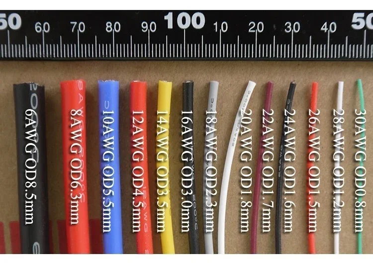 Description Picture 5 of item1M/5M Heat-resistant cable 30 28 26 24 22 20 18 16 15 14 13 12 10 AWG Ultra Soft Silicone Wire High Temperature Flexible Copper