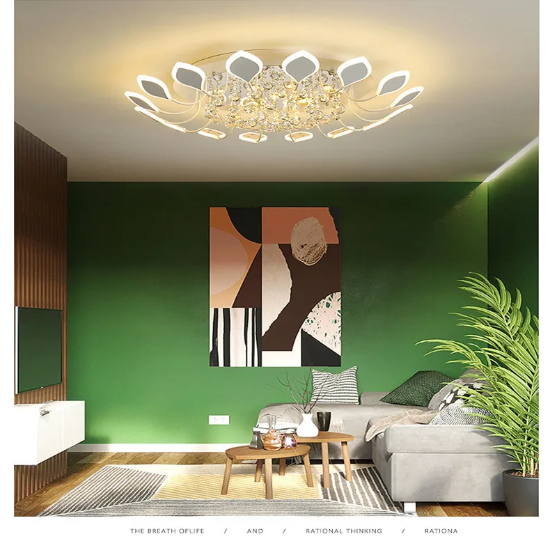 Crystal ceiling lamp modern simple atmosphere household led room  restaurant  Nordic villa crystal