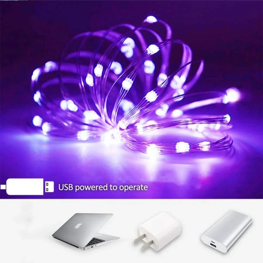USB LED 스트링 구리 실버 와이어 화환 조명, 방수 요정 조명, 크리스마스 웨딩 파티 장식, 2 m, 5 m, 20m
