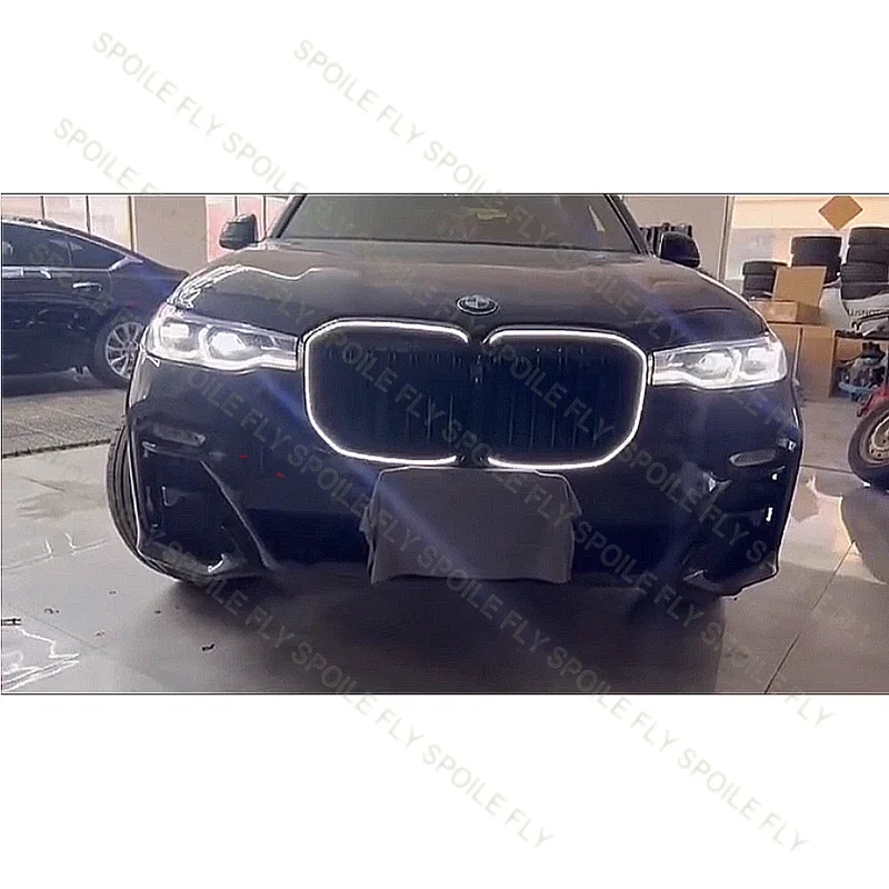 2019년부터 2022년까지 BMW X7 G07용 LED 라이트 램프 그릴 레이싱 그릴 자동차 상단 범퍼 후드 메쉬 그리드 (ABS 소재)