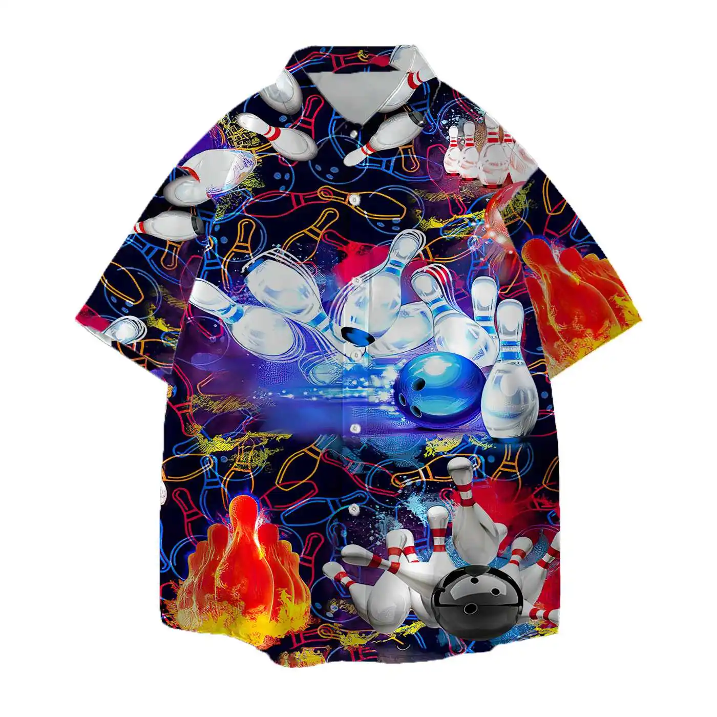

Jumeast 3D Printed Bowling Ball Hawaiian Aloha Shirts For Men Beach Flame Women Blouse Unisex Baggy Workout Clothing Y2K Fashion