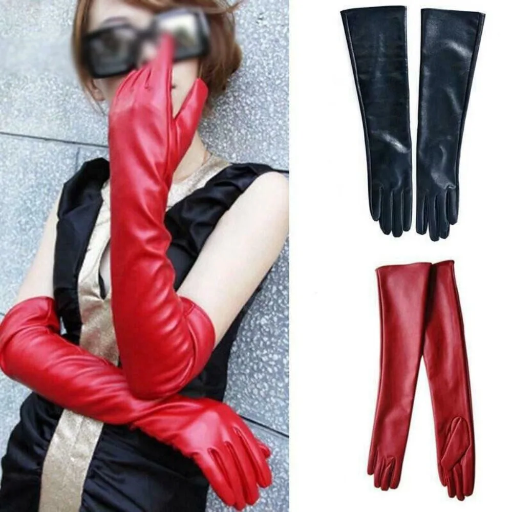 Mode Frauen Leder Handschuhe Warme Winter Lange Ellenbogen Handschuhe Abend Party Weich Gefüttert Handschuhe Hohe Qualität Leder Handschuhe – Detail 4