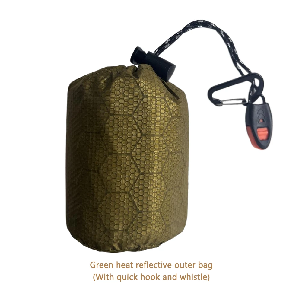  1Pcs Heat Reflective Outer Bag For Emergency Thermal Sleeping Bag W/ Whistle & Quick Hook for Hiking Camping Outdoor Equipment