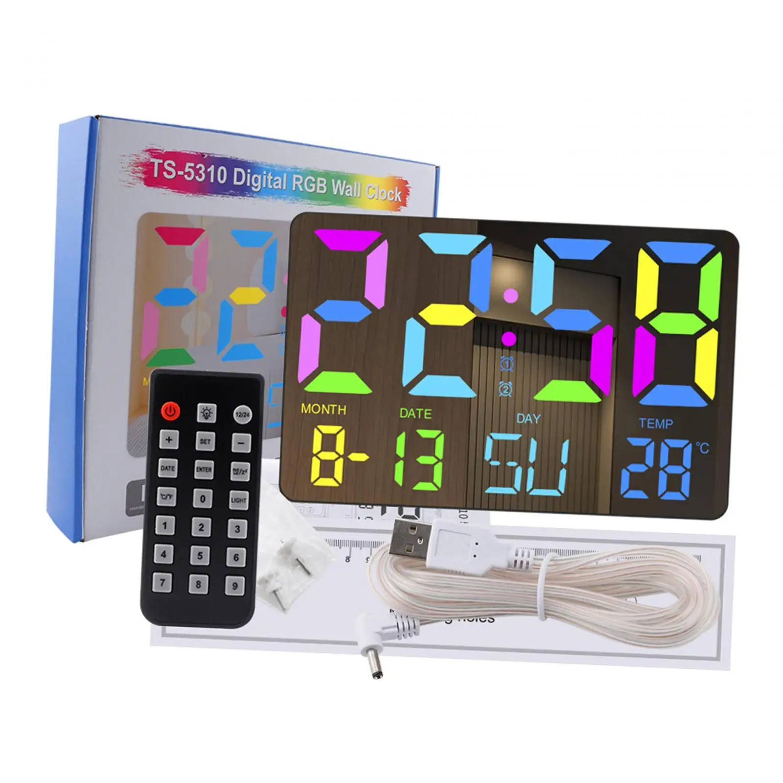 실내 공부방 가정용 다기능 디지털 탁상 시계, 알람 시계