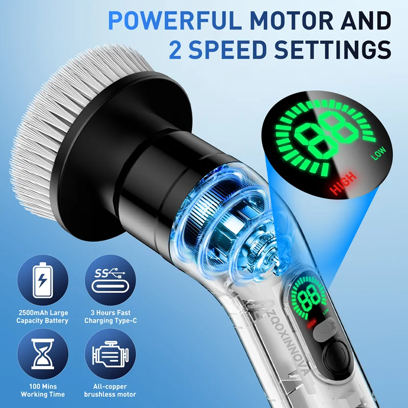 Household Cordless Spin Scrubber Kitchen Gadgets Hair Brushes Bathroom Broom thumbnail 5