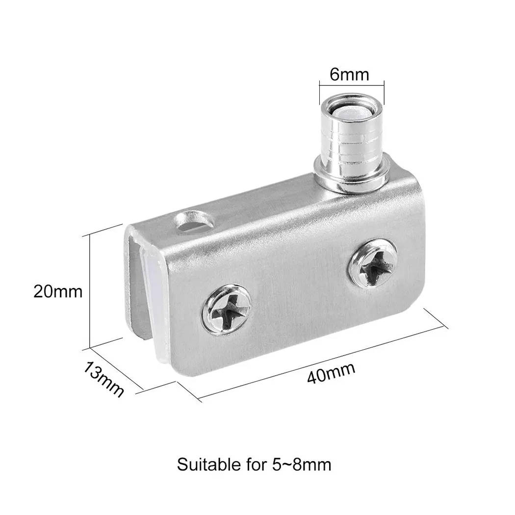 Door Cupboard Hinge Adjustable Clamp Pivot Clip For 5-8mm/0.2-0.32" Thinkness Glass For Treatment Resistance Rustless 2pcs