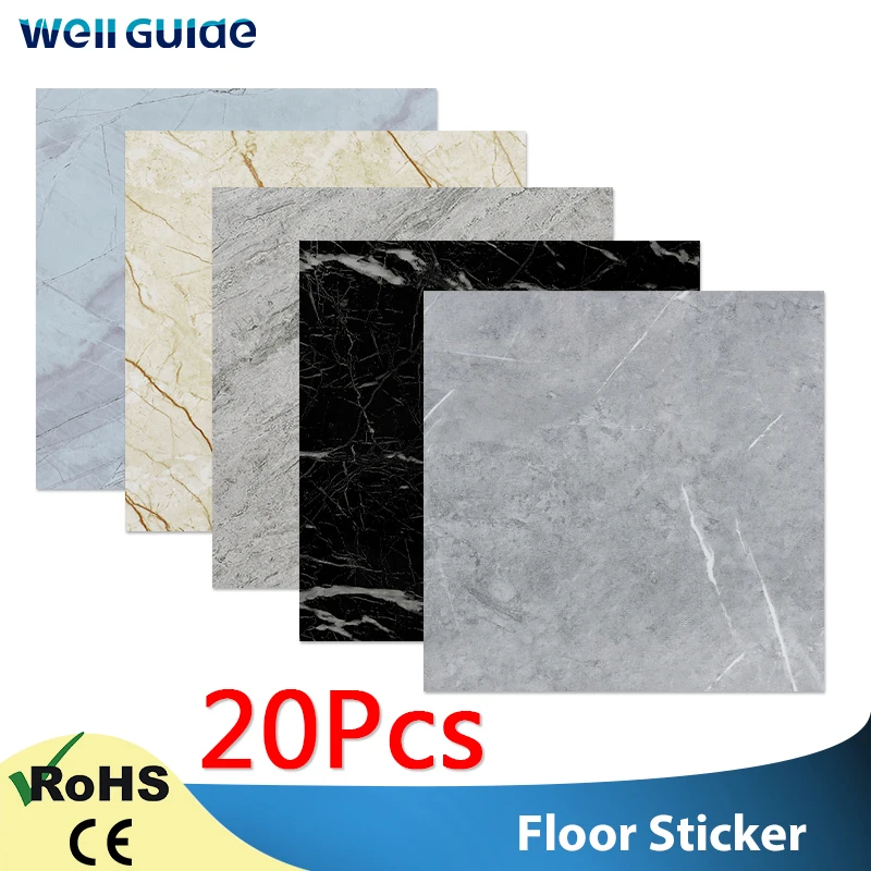 

20pcs WallStickers Self Adhesive Waterproof Marble PVC Floor Sticker Bathroom living room Renovation Decals Wall Ground Decor