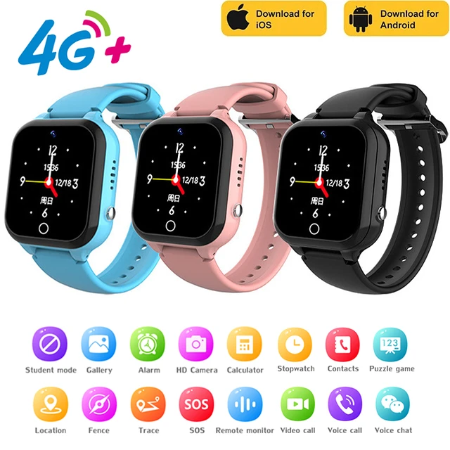 Reloj inteligente 4G para niños con rastreador GPS, relojes inteligentes  para niños y niñas con llamadas bidireccionales, 7 juegos de rompecabezas