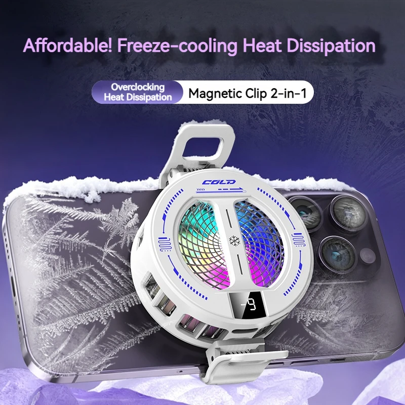 NUOVO Raffreddatore Magnetico per Telefono con Clip a Semiconduttore, Display Digitale della Temperatura e Luci RGB, Compatibile con iPhone Samsung Xiaomi - Image 2