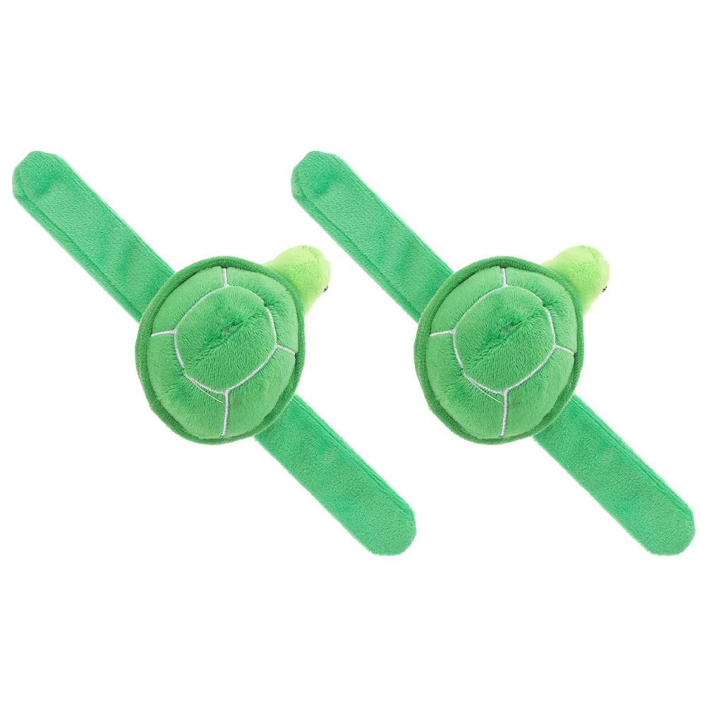 

2pcs Stuffed Animal Slap Bracelet Plush Animal Slap Bracelet Cartoon Turtle Shaped Slap Band