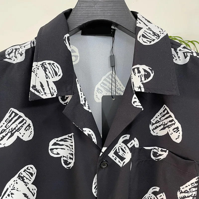 Luxury Royal Shirt Men Clothing Casual Short Sleeve Love Printed Mens Social Shirt Camisa Masculina Manga Longa Prom Party