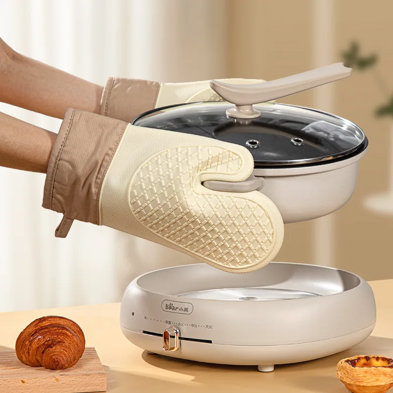 1PCS Oven Gloves Silicone Gloves High Temperature Resistant Anti-burn And Non-slip Kitchen Microwave Baking Dessert Tools