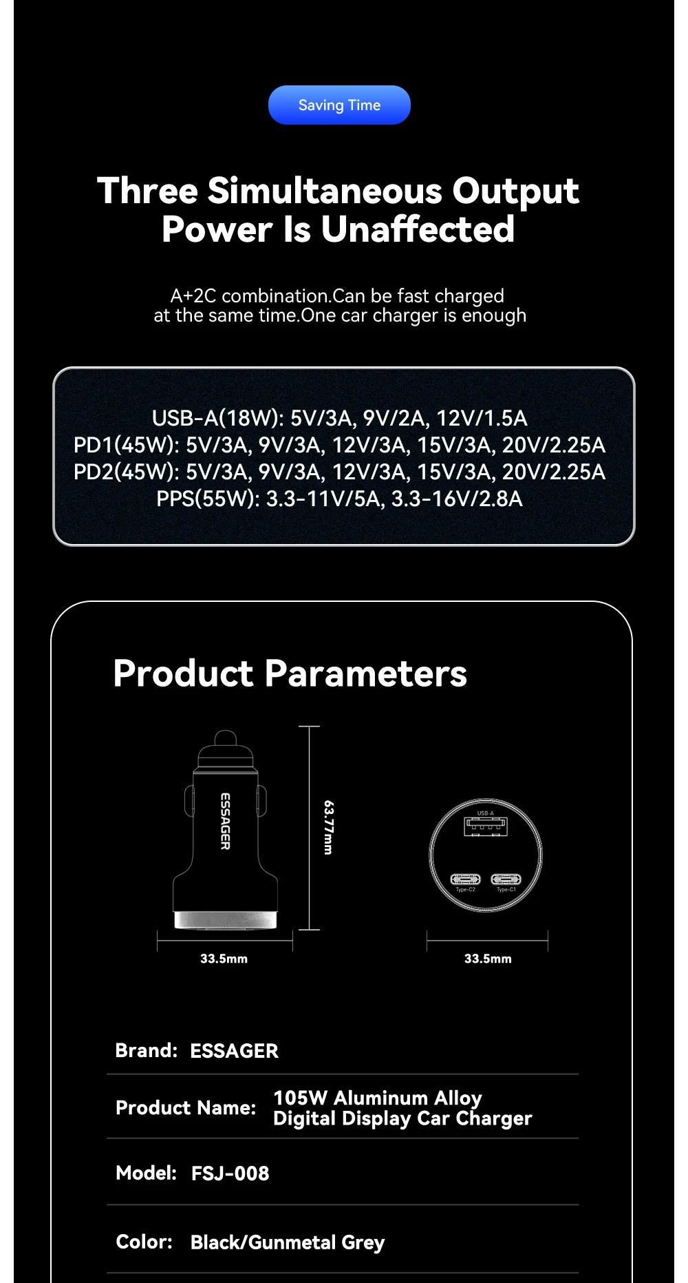 شاحن USB ، مع شحن سريع ، QC4.0 ، QC3.0 ، QC ، SCP ، PPS ، PD ، نوع C ، شحن سريع لهاتف آيفون 14 ، 15 ، هاتف شاومي