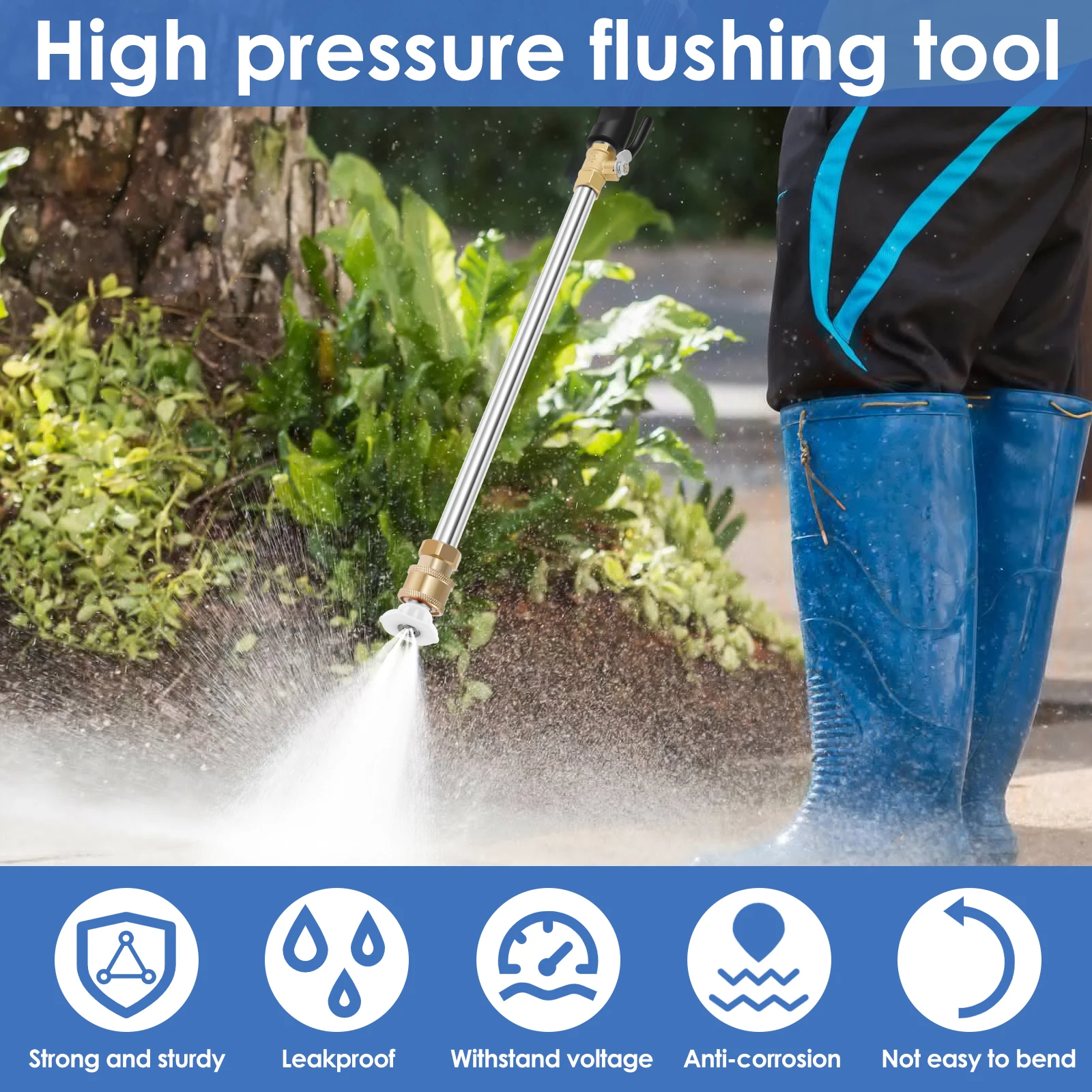 Pressure Washer Wand Heavy-Duty Metal Jet High-Pressure Washer Tools with 2 Nozzles Multipurpose Wash Accessories for Car Garden 2
