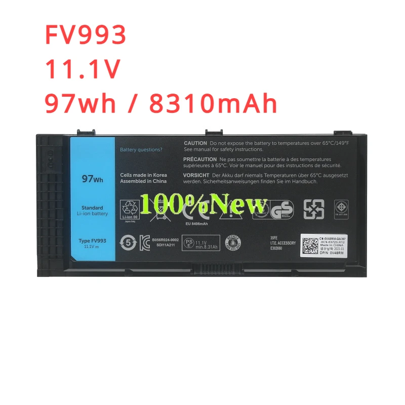 

11.1V 8310mAh FV993 Laptop Battery For DELL Precision M6600 M6700 M6800 M4800 M4600 M4700 FJJ4W PG6RC R7PND 97WH
