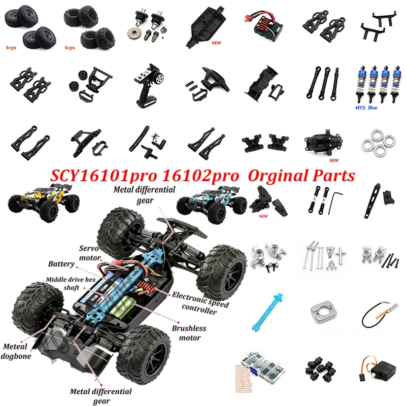 SCY 16101 PRO 16102 PRO RC Auto Originalteile Antriebswelle Getriebe Schwingarm Lenkungsfassung Fernbedienung Reifen Motor VS SG116 MAX