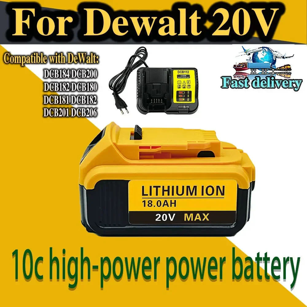 Suitable for Dewalt DCB200 DCB184 Series 18V/20V Rechargeable Power Tool Accessories, Power Tools, Lithium Battery Replacement