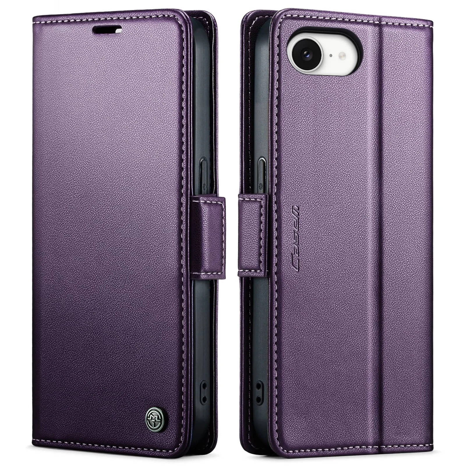 Leather Wallet Case with Card Holder & RFID Blocking, Shockproof Design with Magnetic Clasp and Kickstand