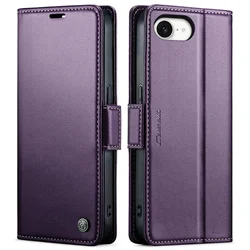Leather Wallet Case with Card Holder & RFID Blocking, Shockproof Design with Magnetic Clasp and Kickstand - iPhone 17 e (Purple)