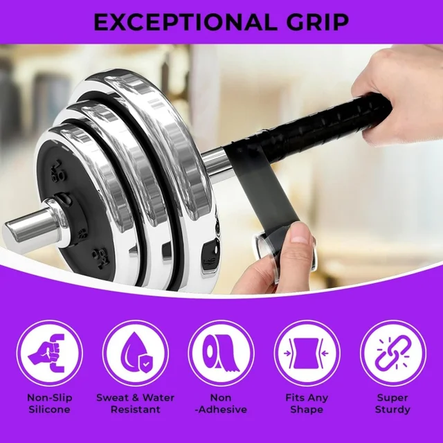 Silicon Grip Tape for Pull Up Bar - Non-Slip Fusion Silicon Wrap for Barbells, Dumbbells, Sports and Gym Equipment 1 IN X 10 FT 5