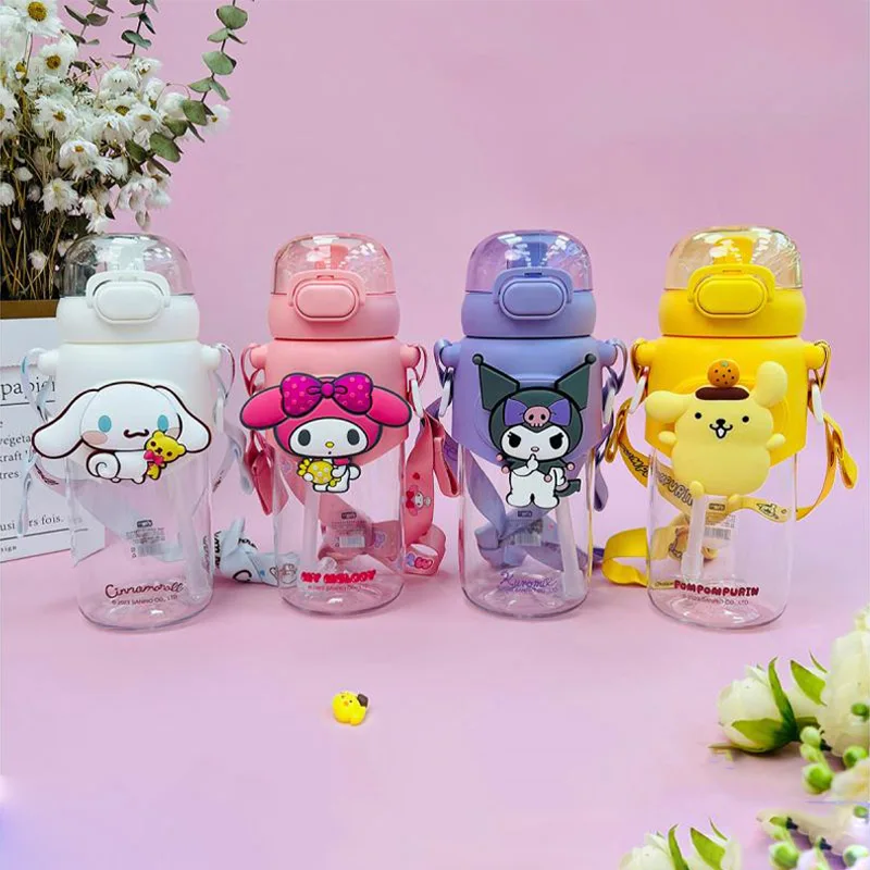 

600 мл Kawaii Sanrioed Kuromi бутылка для воды Cinnamoroll аниме термос кружка прозрачная спортивная чашка для воды подарок для студентов детей на день рождения