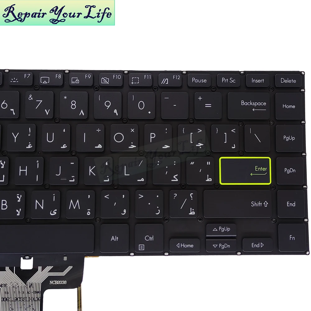 Teclado Retroiluminado Árabe Inglês para Asus Vivobook Tm420 Tm420ua Tm420ia Flip 14 Teclados do Portátil Ucraniano Retroiluminação Novo ua ui - Imagem 3