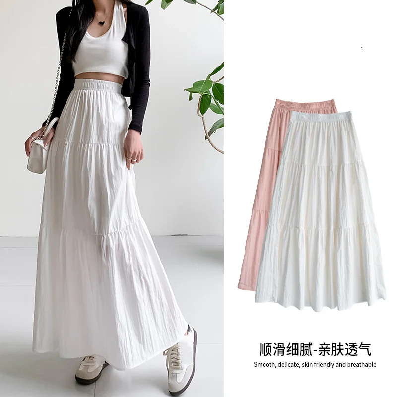 

Cake Skirt Women's 2024 New Mid length A-line Skirt Loose Covering Crotch Large Swing Skirt Lazy Style Half skirt