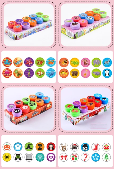 10pcs Assorted Stamps for Kids Self-ink Stamps Children Toy Stamps Smiley Face Seal Scrapbooking DIY Painting Photo Album Decor 4