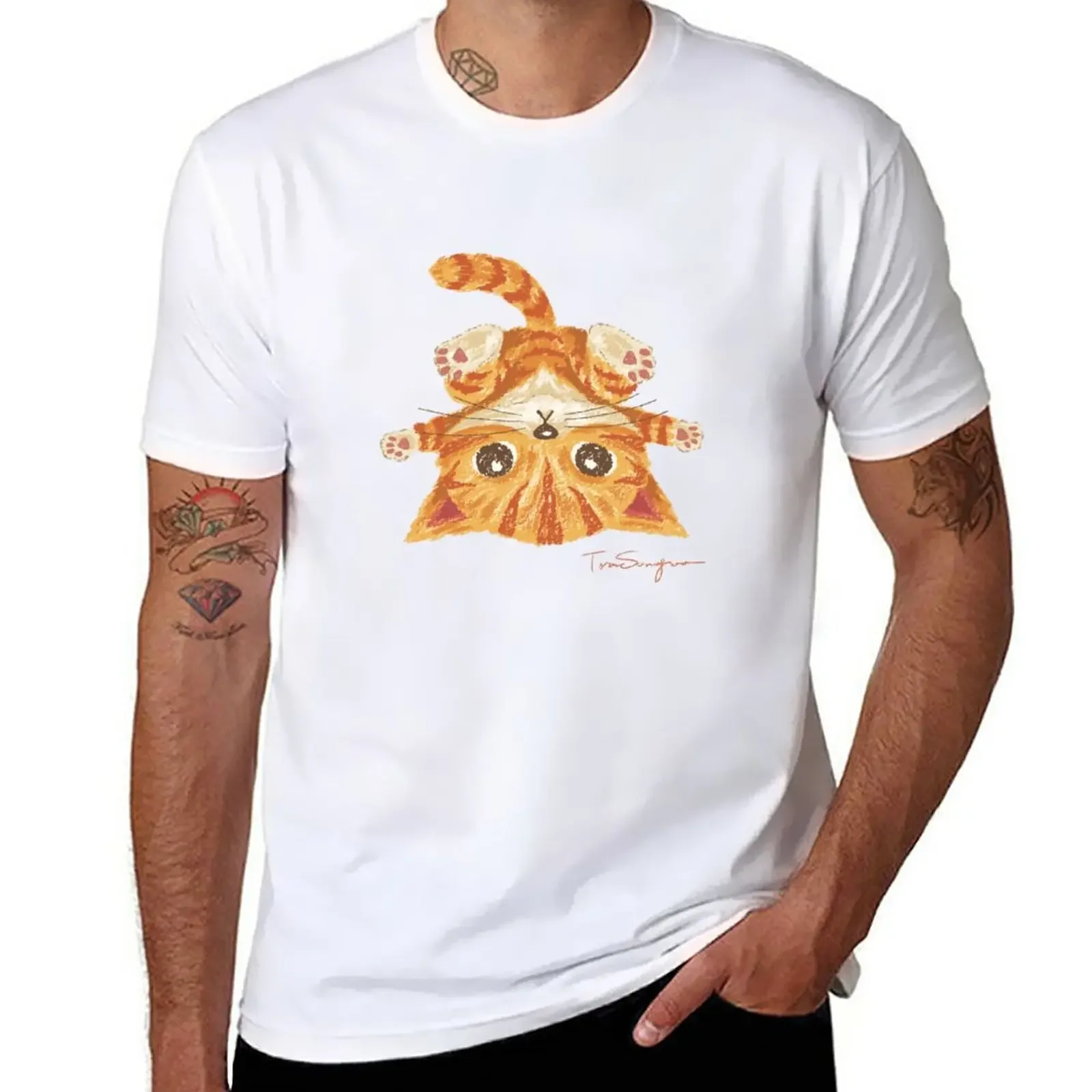 

Tabby upside-down T-Shirt blacks hippie clothes workout shirts for men
