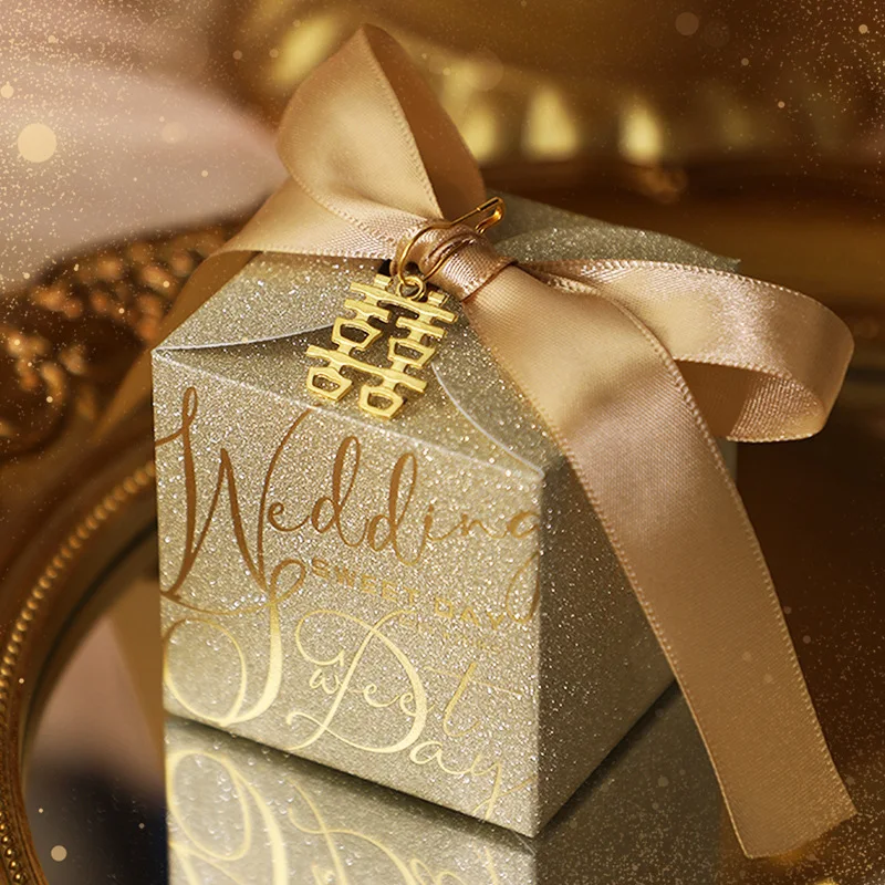 Sparkling Gold and Silver Mini Gift Box Bags – Creative Paper Packaging for Wedding Fav... - SKU MFB01448 - UGI Packaging