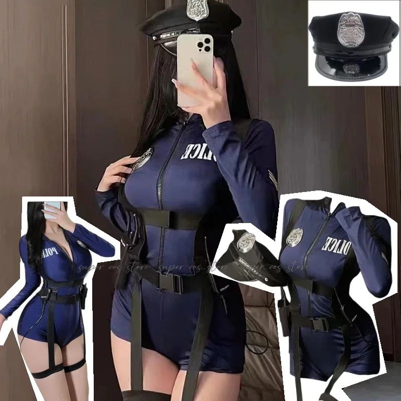 JasmyGirls Halloween Politie Kostuum voor Vrouwen Volwassen Politieagent Cosplay Outfits Anime Swat Rollenspel Bodysuit Vrouwelijke Officier Uniform