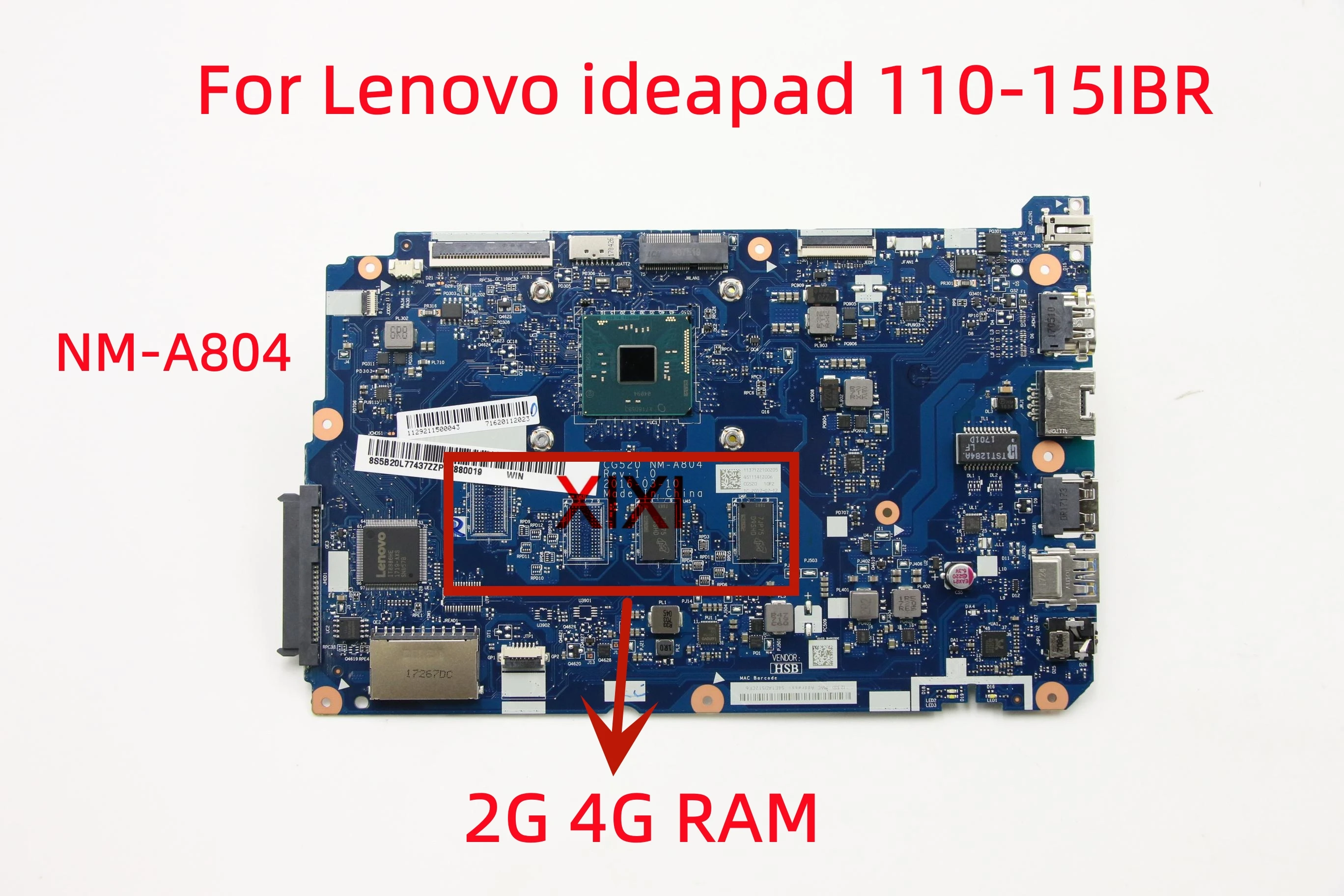 Cg520 Nma804 For Lenovo Ideapad 11015ibr Notebook Motherboard Cpu 2g