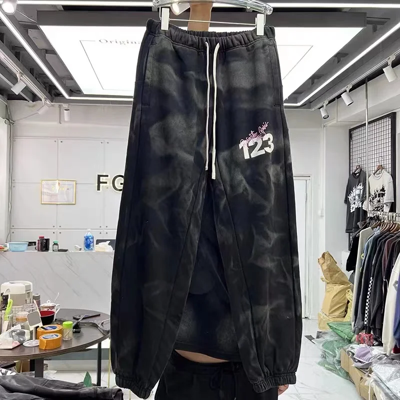 

Digital printed retro faded casual sweatpants sweatpants