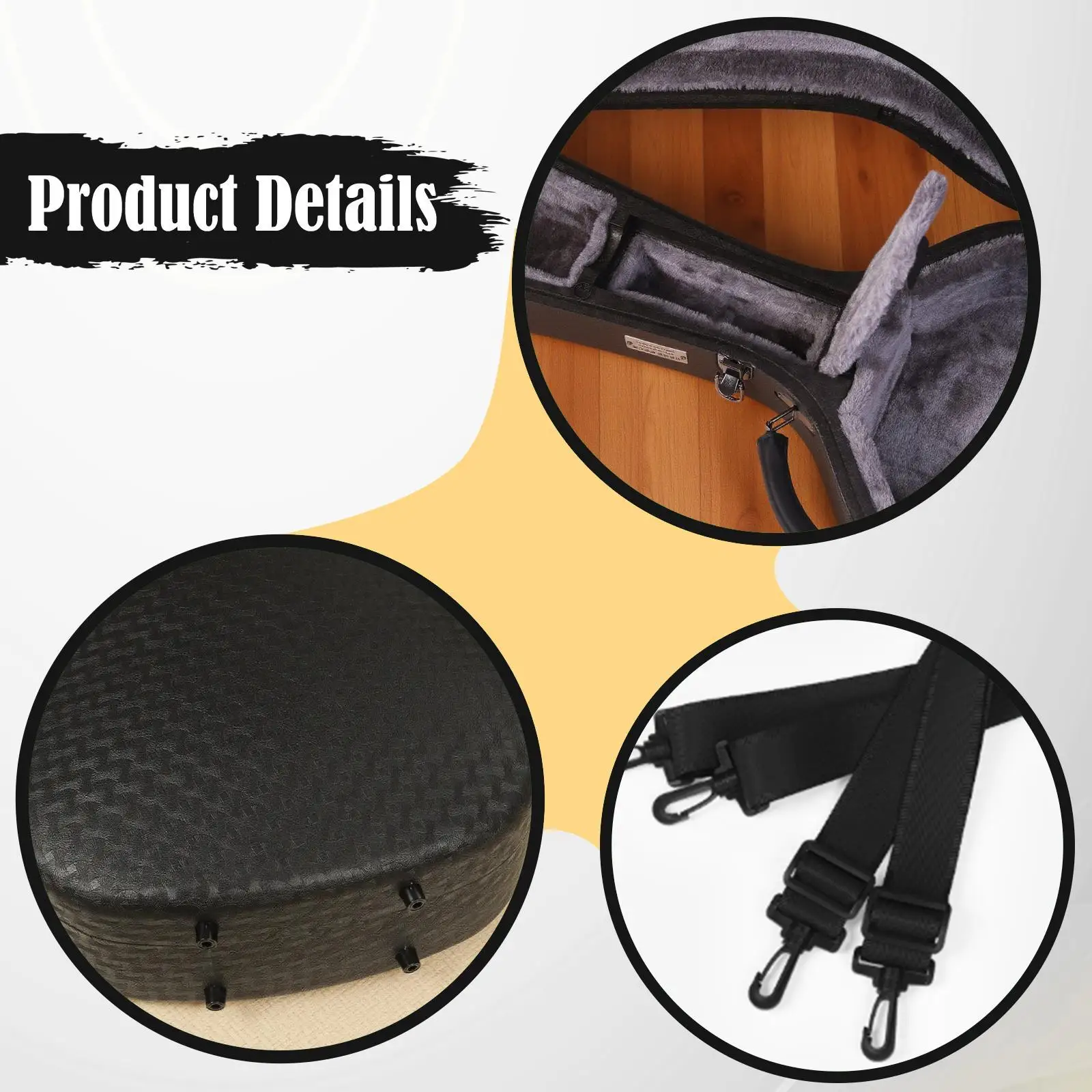 패딩 처리된 기타 가방, 부드러운 플러시 안감, 하드 케이스, 방수, 경량, 여행용, 어쿠스틱/클래식 기타 액세서리 포함
