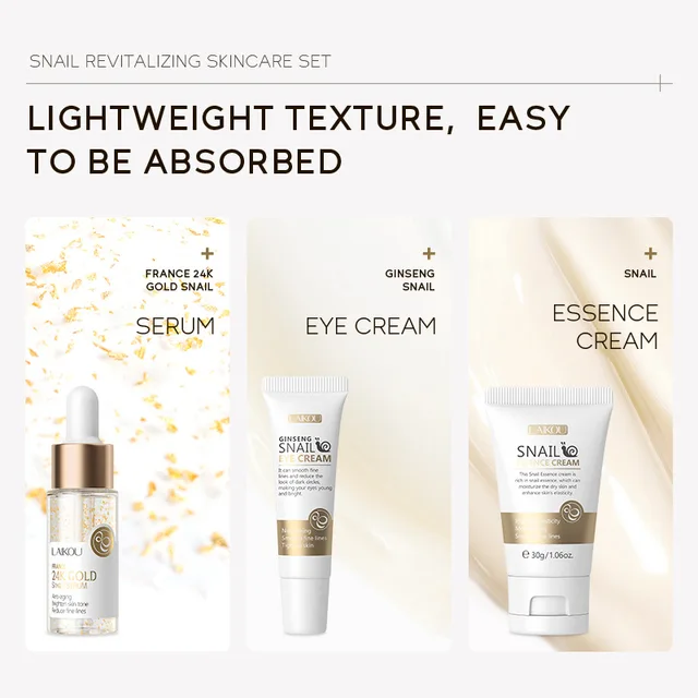 3pcs/set LAIKOU Vitamin C 24K Golden Sakura Skin Care Sets Face Cream Serum Eye Cream Moisturizing Anti Wrinkles Face Care Kit 4